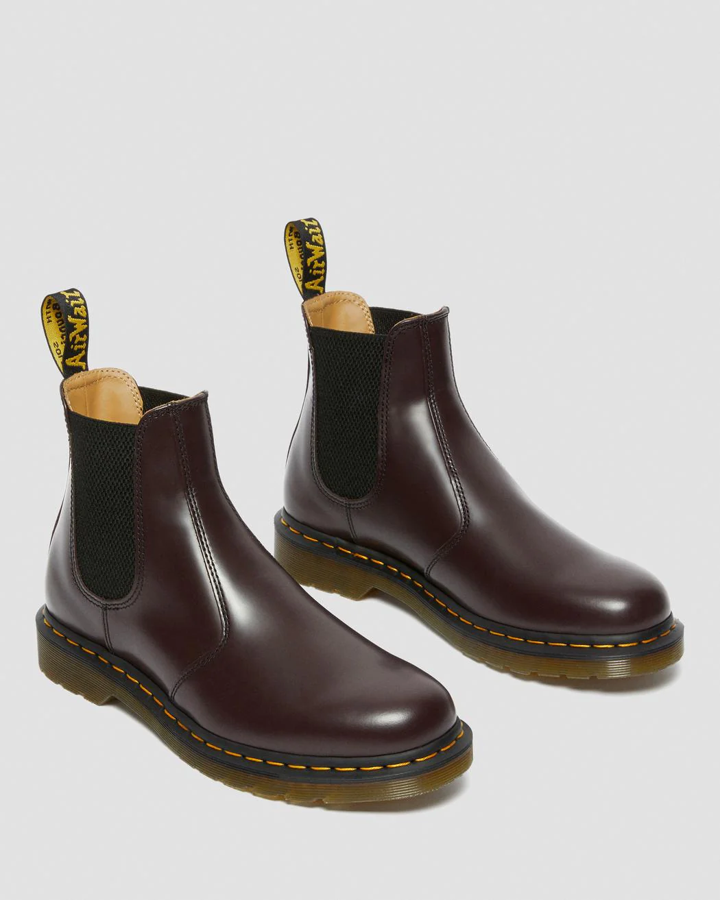2976 Chelsea Burgundy Yellow Stitch Smooth Leather Boots - Image 3