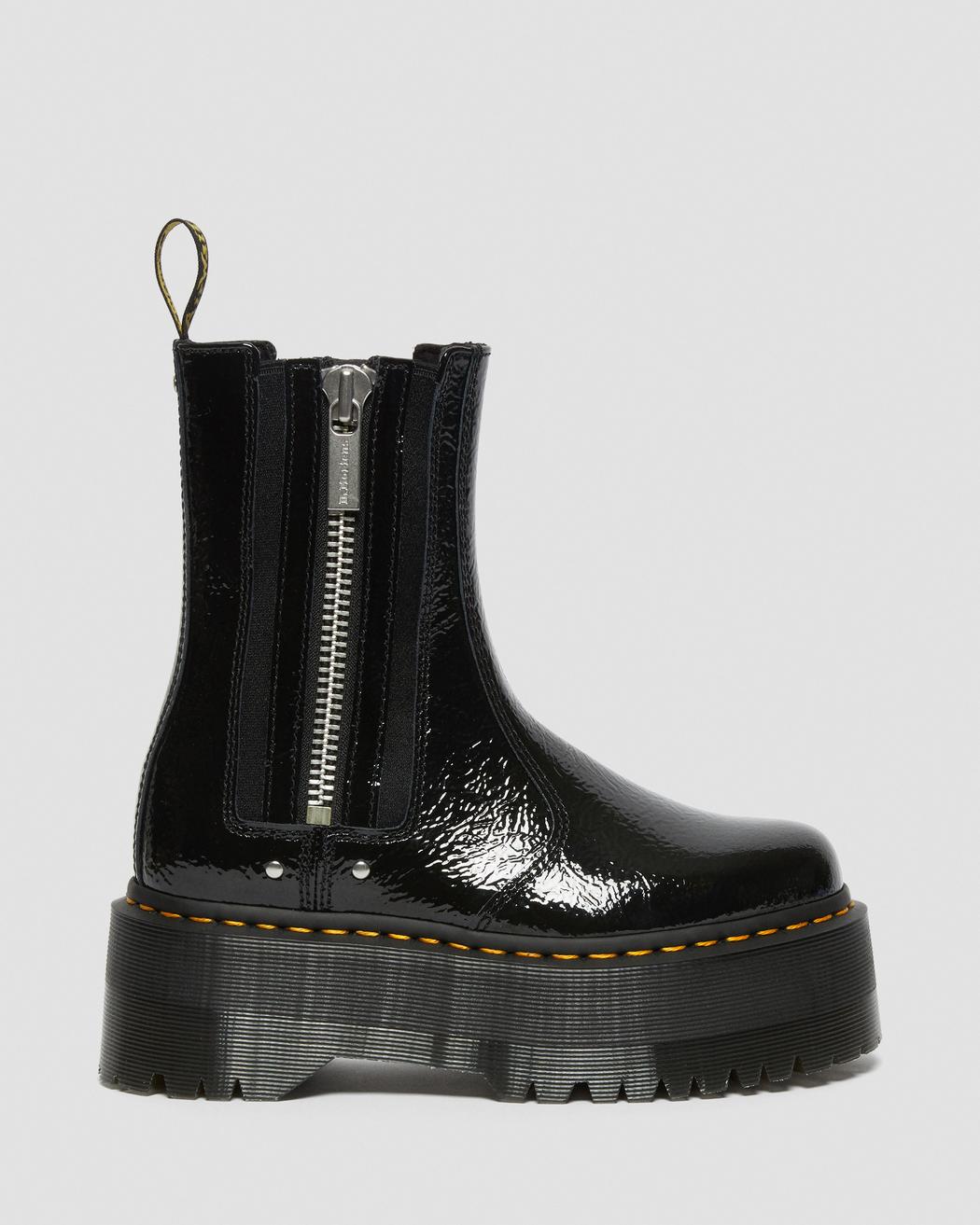 2976 Max Distressed Patent Chelsea Platform Boots - Image 3