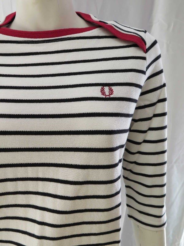 Fred Perry Ladies 3/4 Sleeve Breton Stripe Top