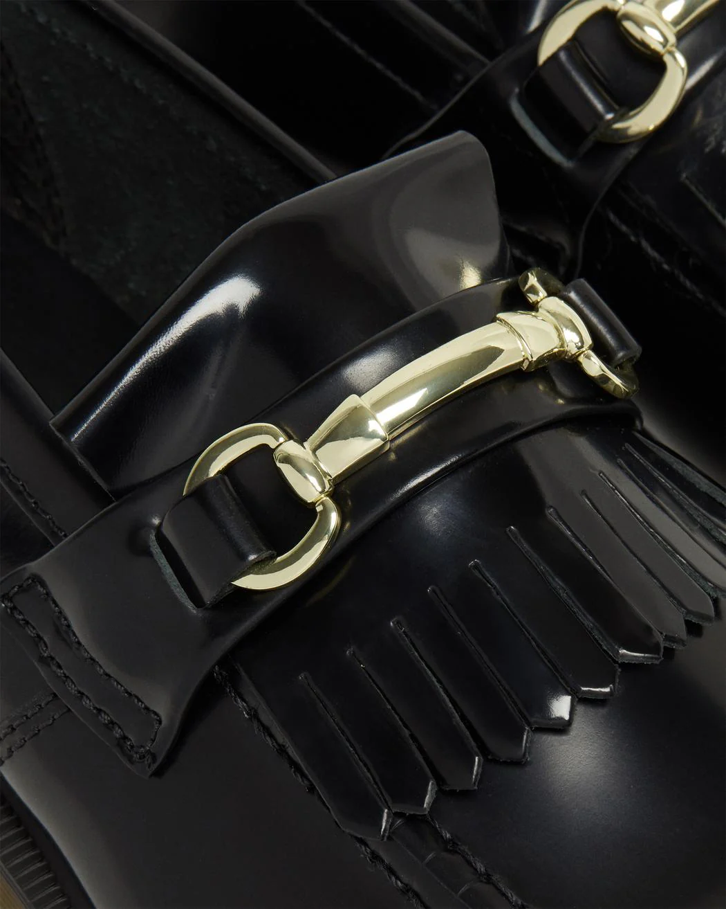Adrian Snaffle Black Polished Smooth Leather Kiltie Loafers - Image 2