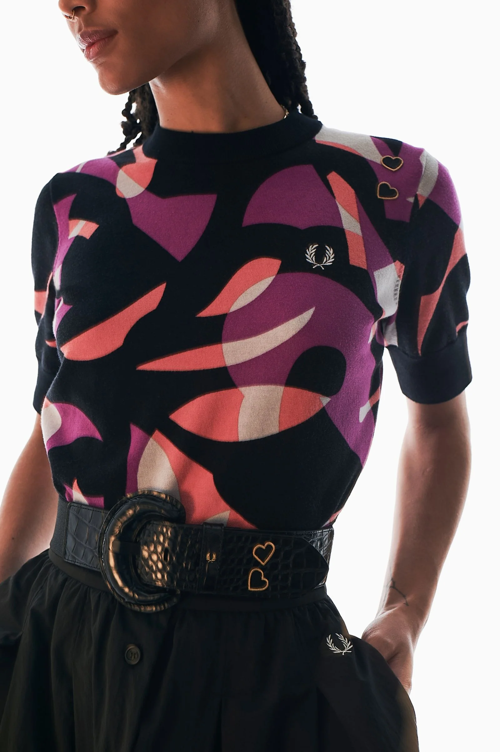 Amy Winehouse Black Abstract Short Sleeve Jumper