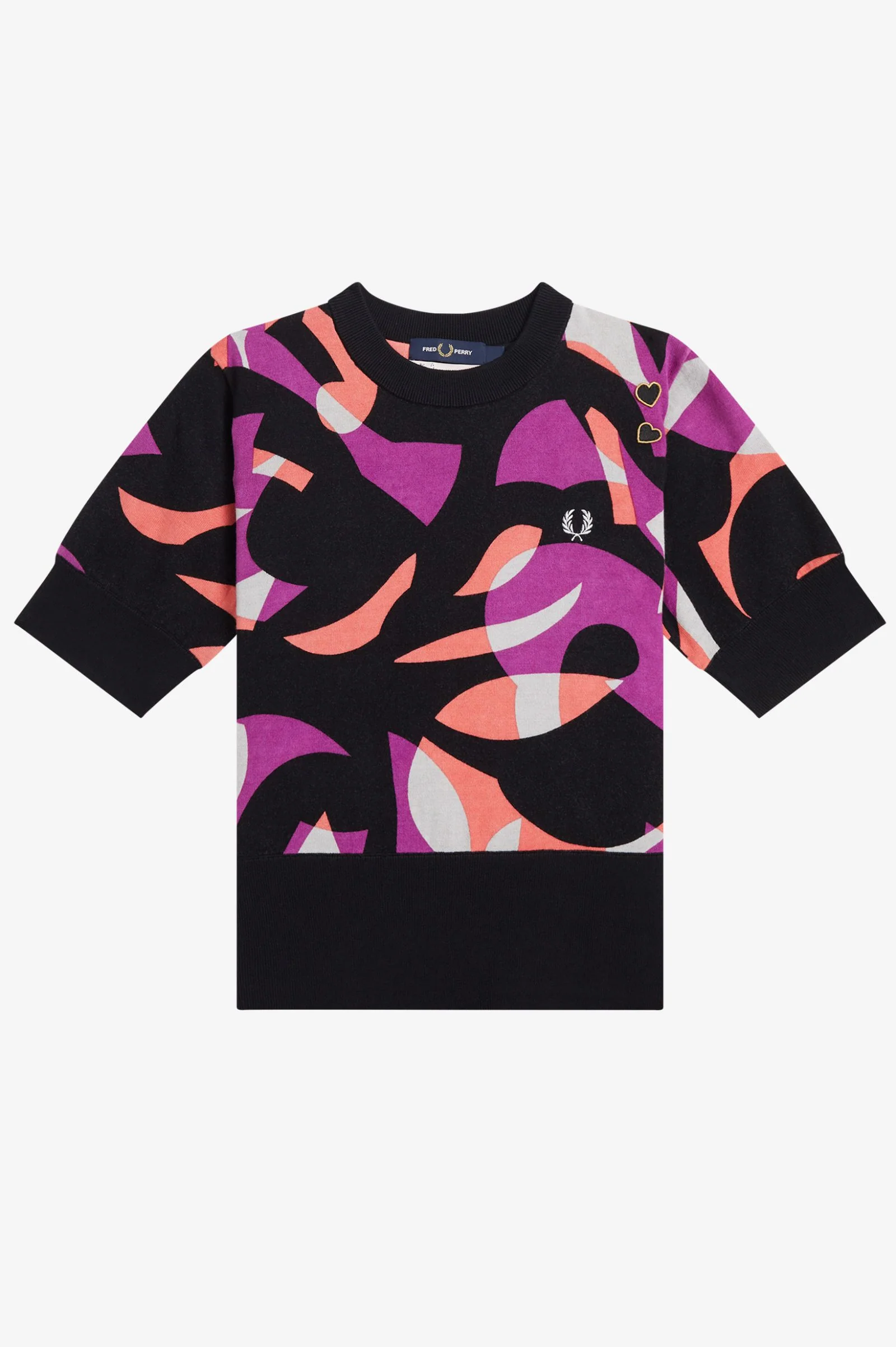 Amy Winehouse Black Abstract Short Sleeve Jumper - Image 2