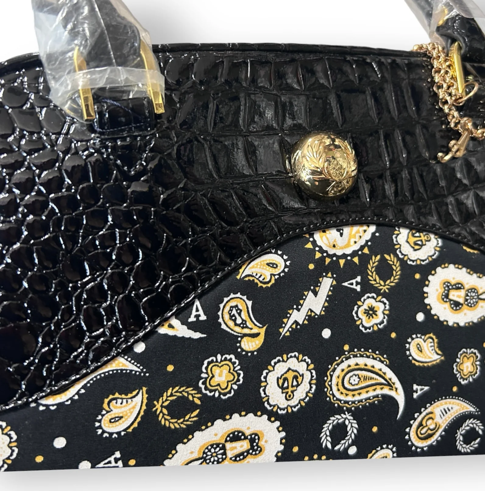 Amy Winehouse Black Printed Paisley Bag - Image 3