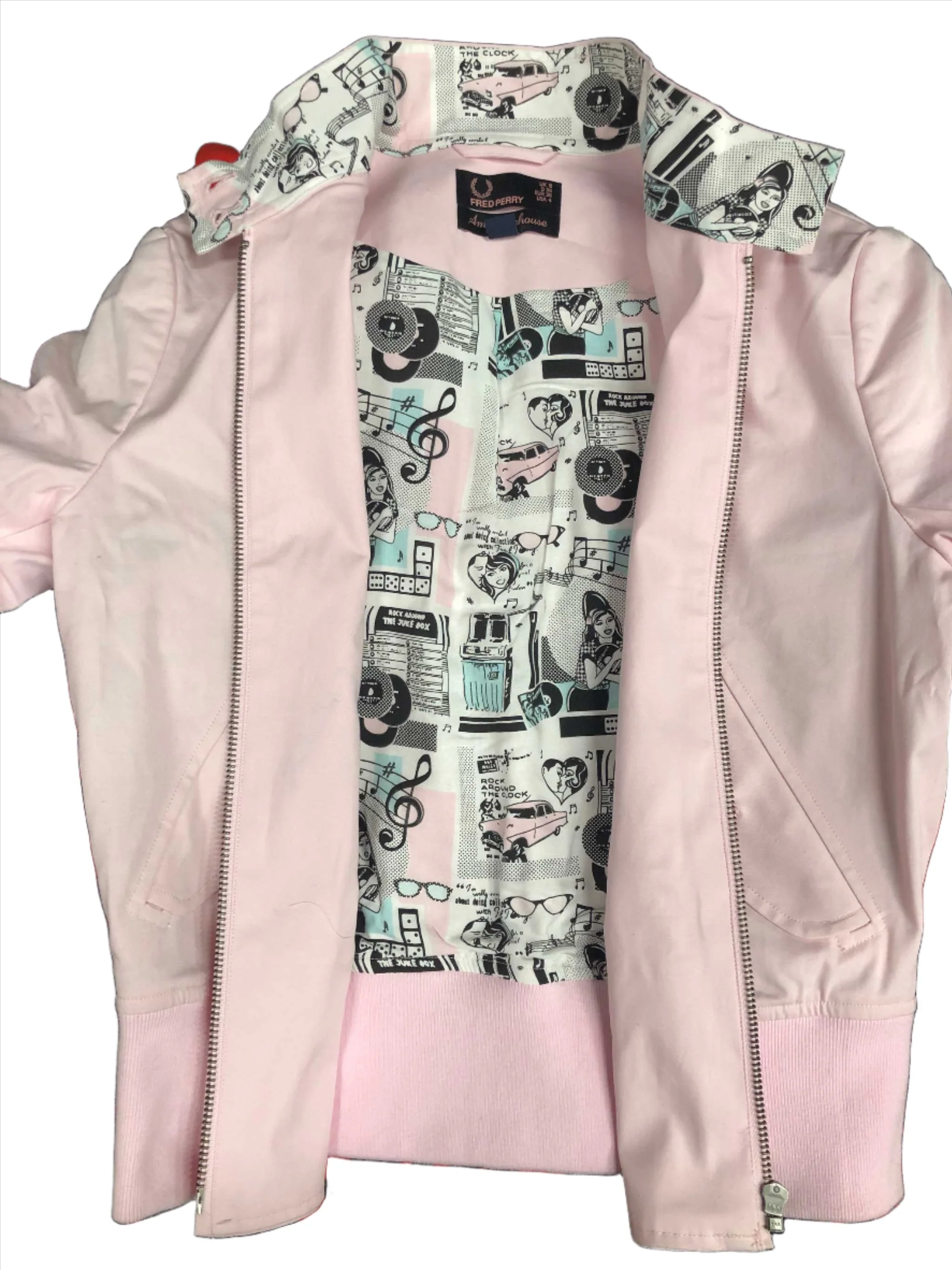 Amy Winehouse Pink Mist Cropped Harrington Jacket - Image 3