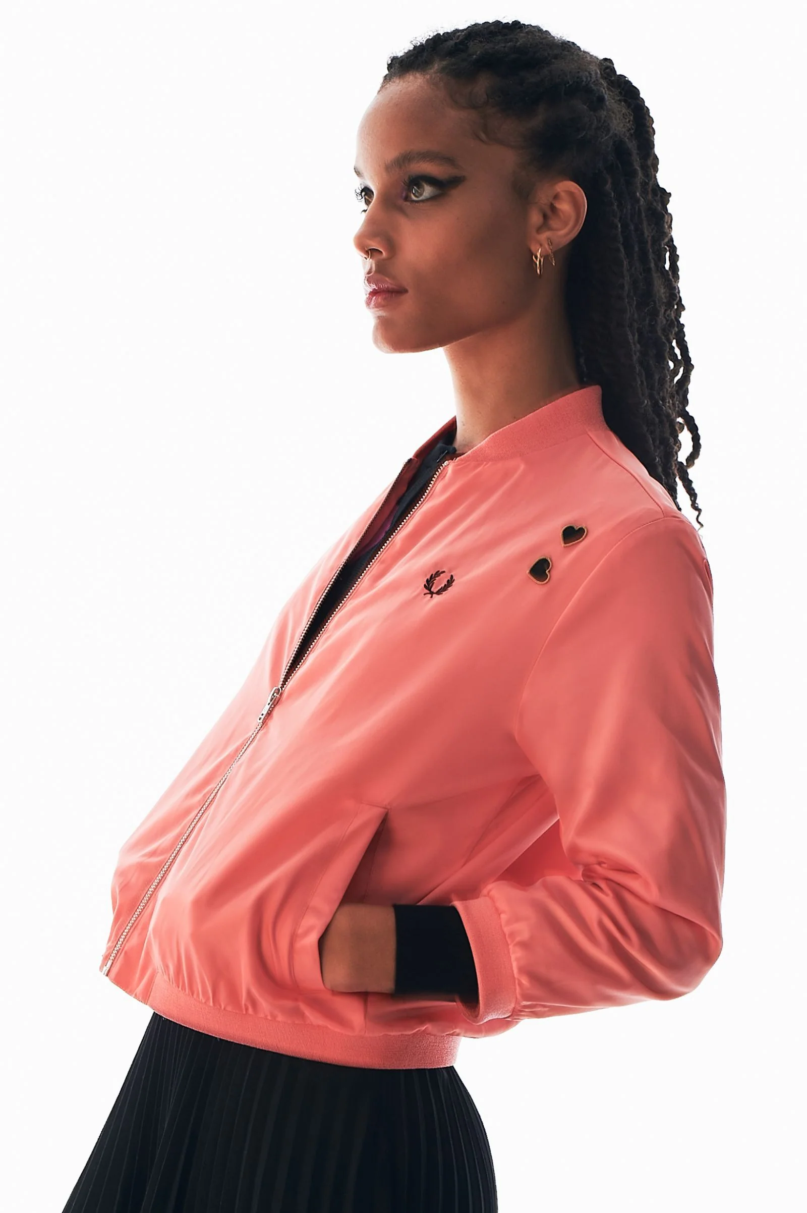 Amy Winehouse Coral Heat Satin Bomber Jacket - Image 3