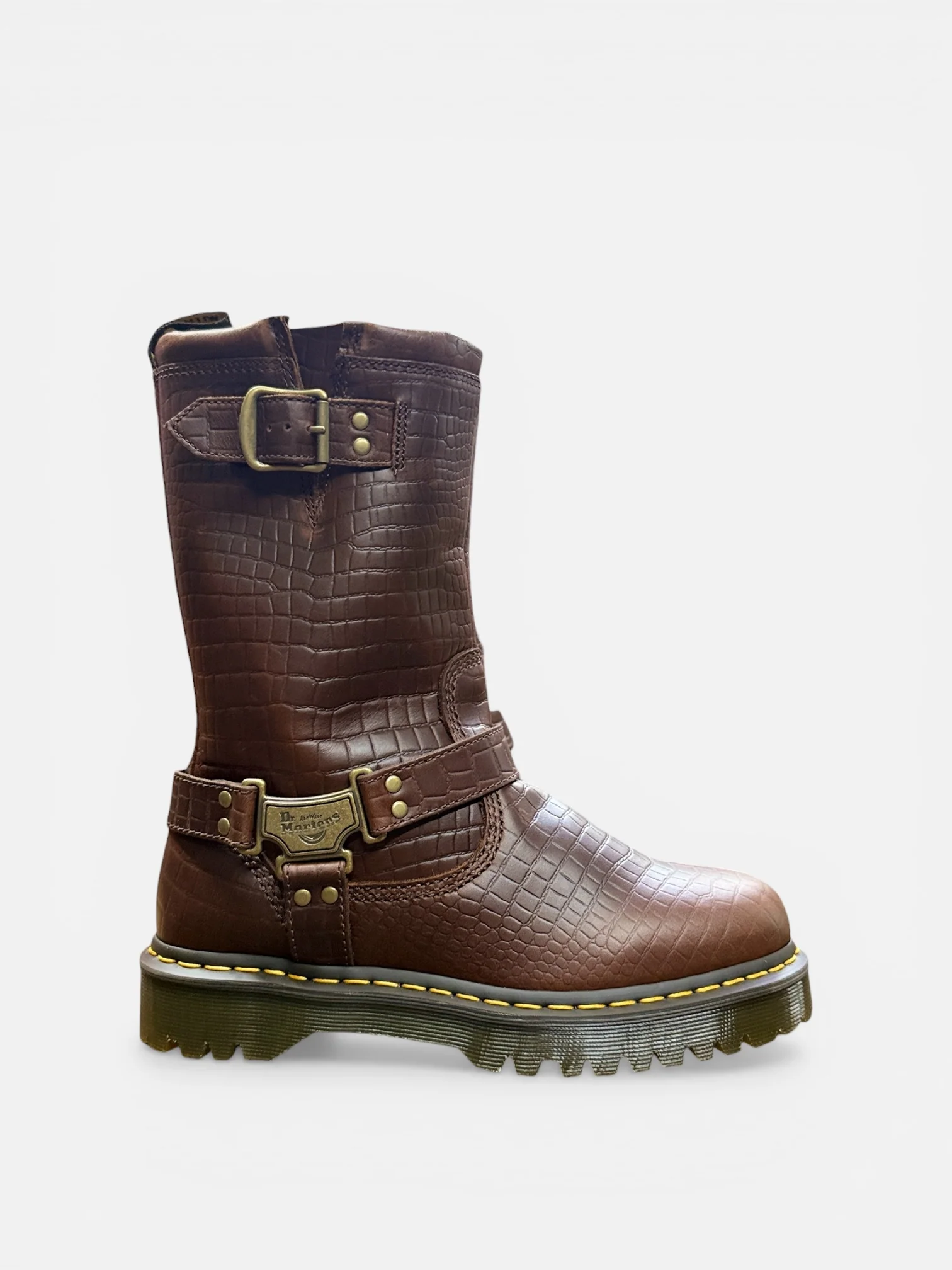 Dr. Martens Anistone Hi Dark Brown Reptile Emboss Boots