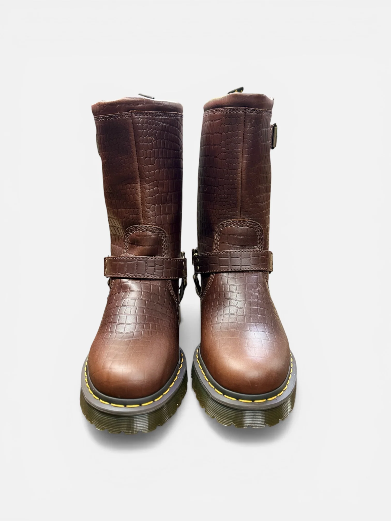 Dr. Martens Anistone Hi Dark Brown Reptile Emboss Boots - Image 3