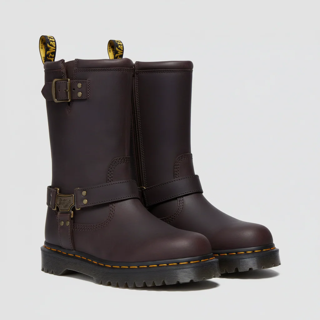 Anistone Hi Dark Brown Leather Biker Boots - Image 2
