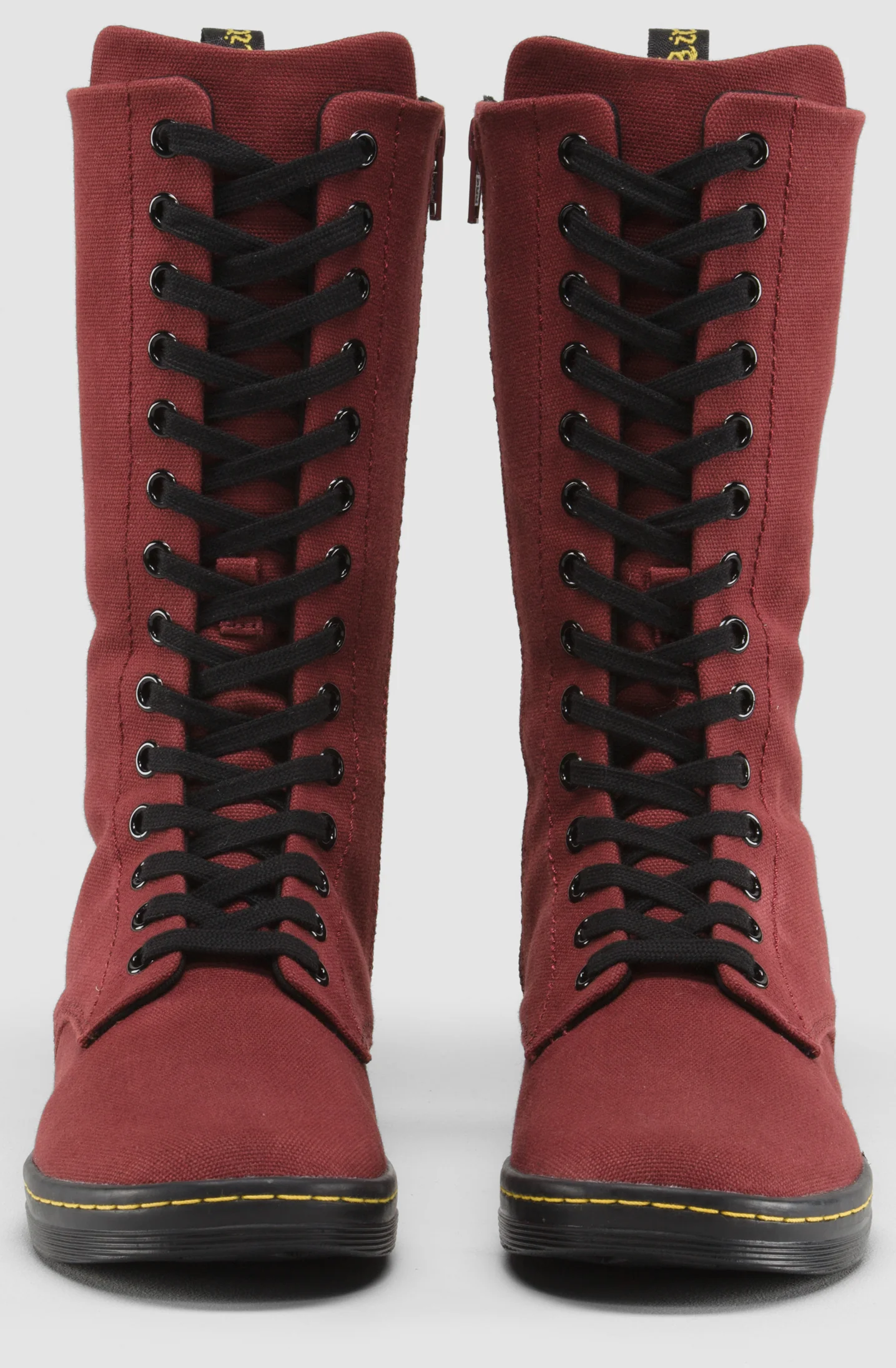 Battersea 14 Eye Cherry Red Canvas Mid Calf Boot
