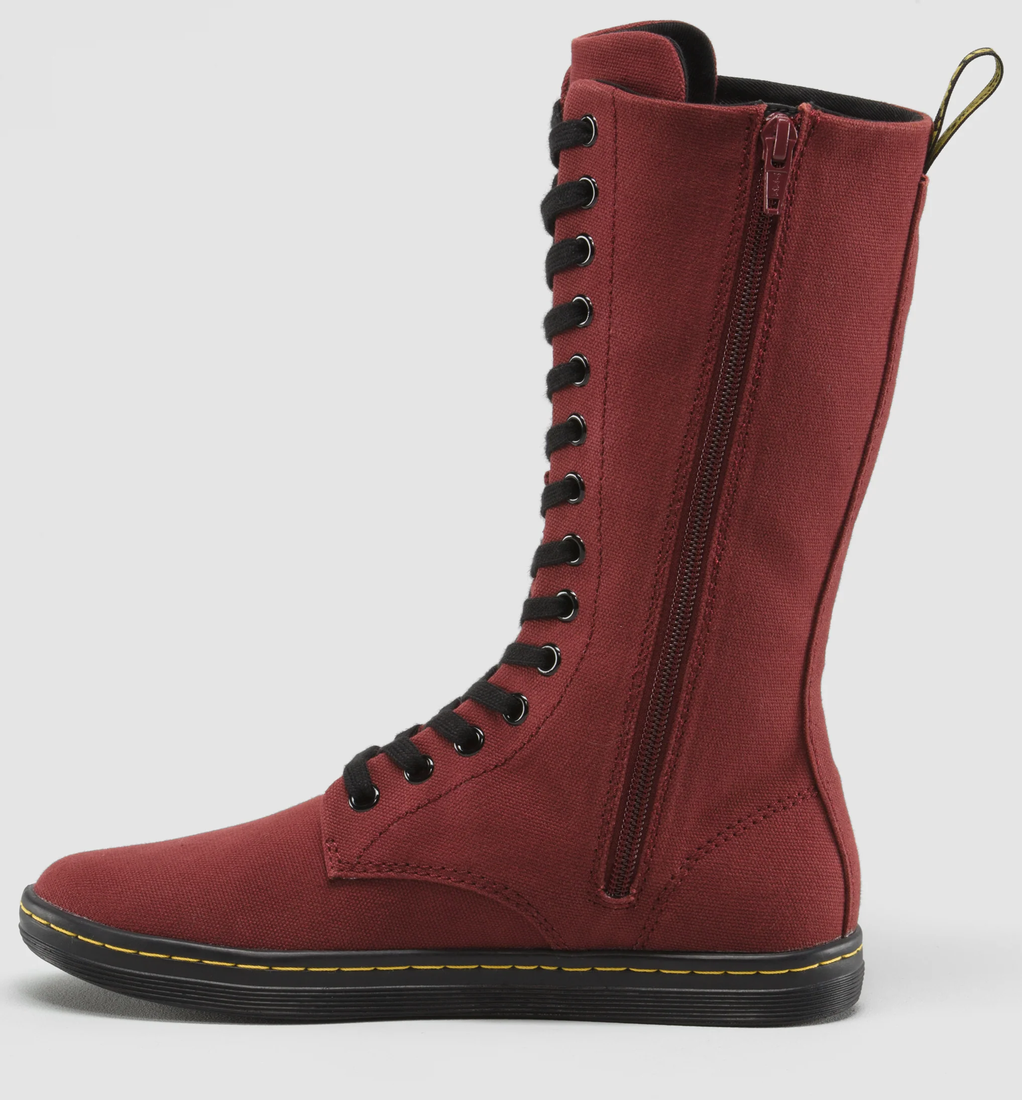 Battersea 14 Eye Cherry Red Canvas Mid Calf Boot - Image 3