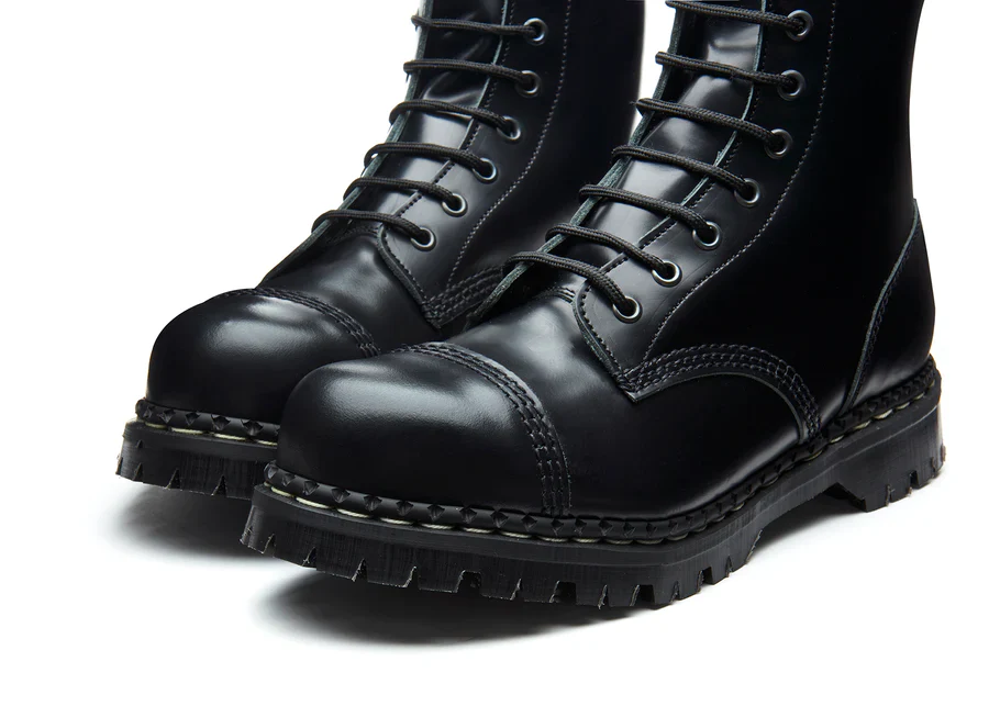 Gripfast Black Hi-Shine 10 Eye Steel Toe Capped Derby Boot - Image 3