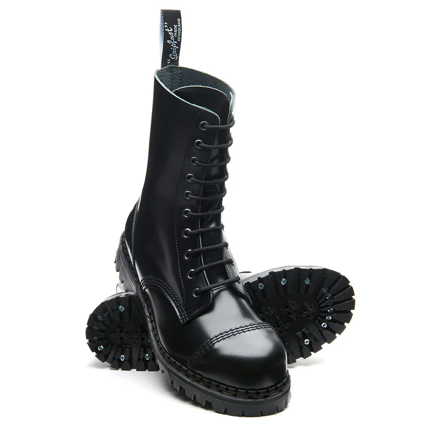 Gripfast Black Hi-Shine 10 Eye Steel Toe Capped Derby Boot - Image 4