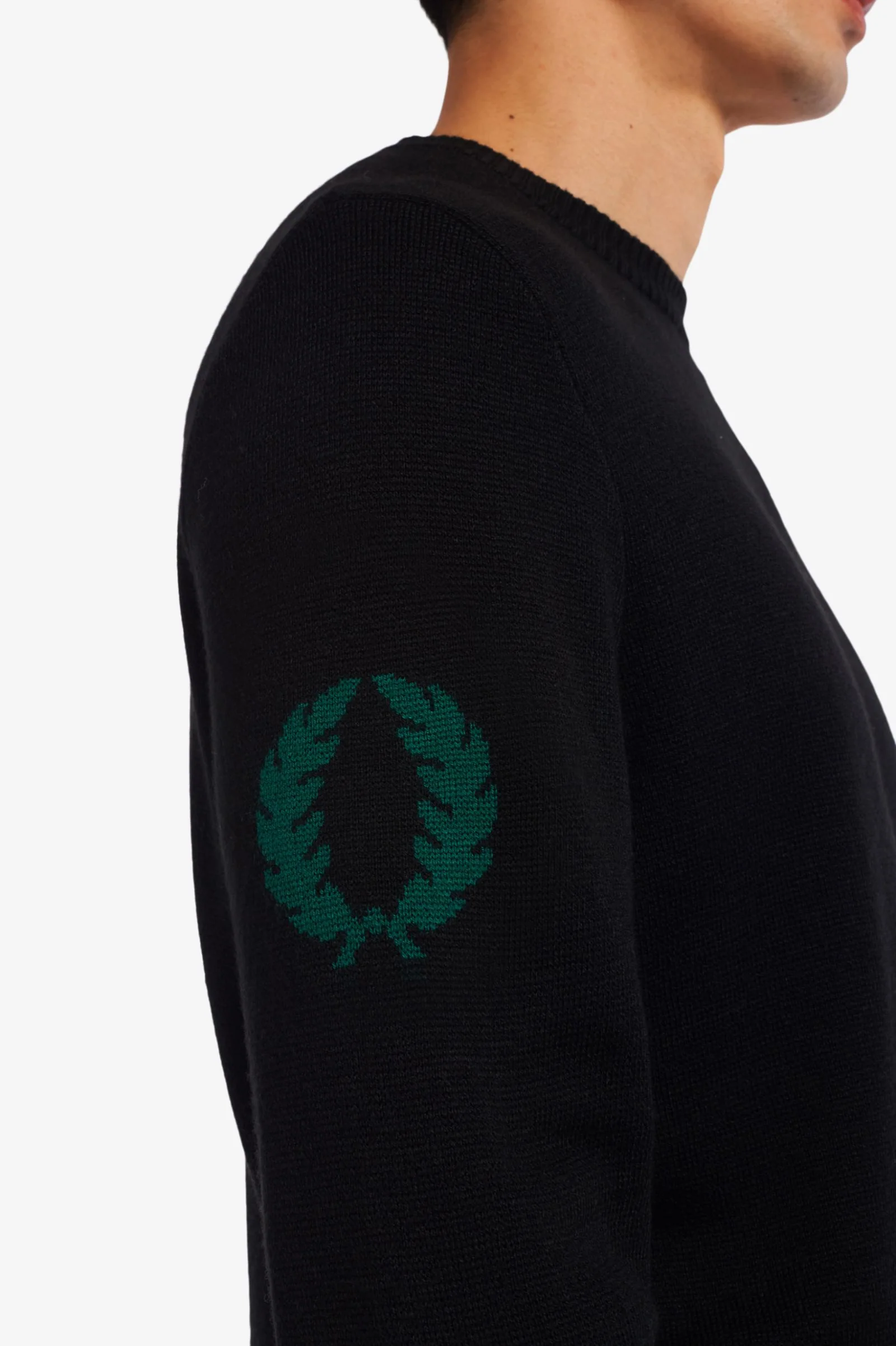 Black Laurel Wreath Jacquard Crew