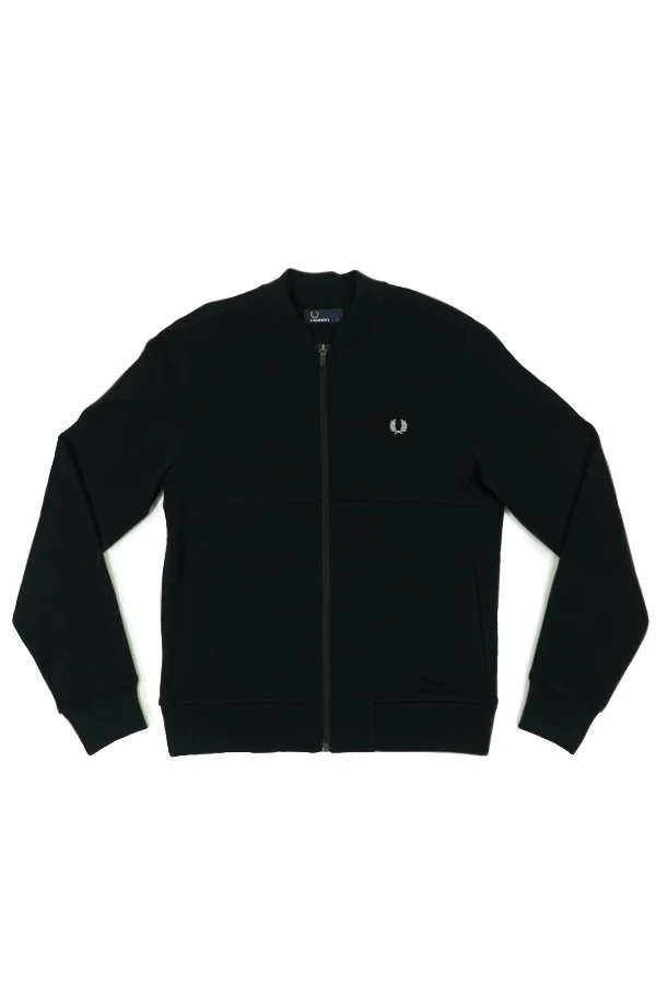 Fred Perry Black Pique Bomber Sweater