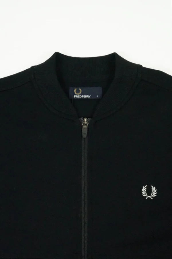 Fred Perry Black Pique Bomber Sweater - Image 3