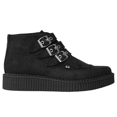 T.U.K. Black Suede 3 Buckle Creeper Boots - Image 2
