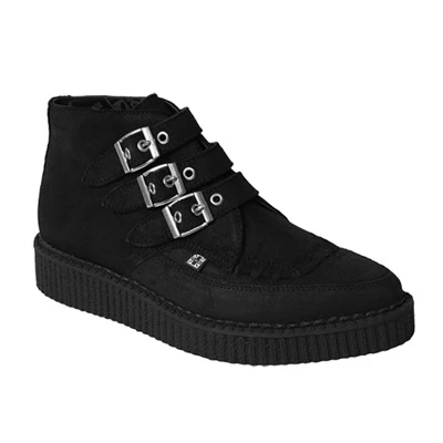T.U.K. Black Suede 3 Buckle Creeper Boots - Image 3