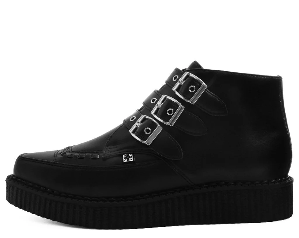 T.U.K Black Vegan Buckle Pointed Creeper Boot - Image 2