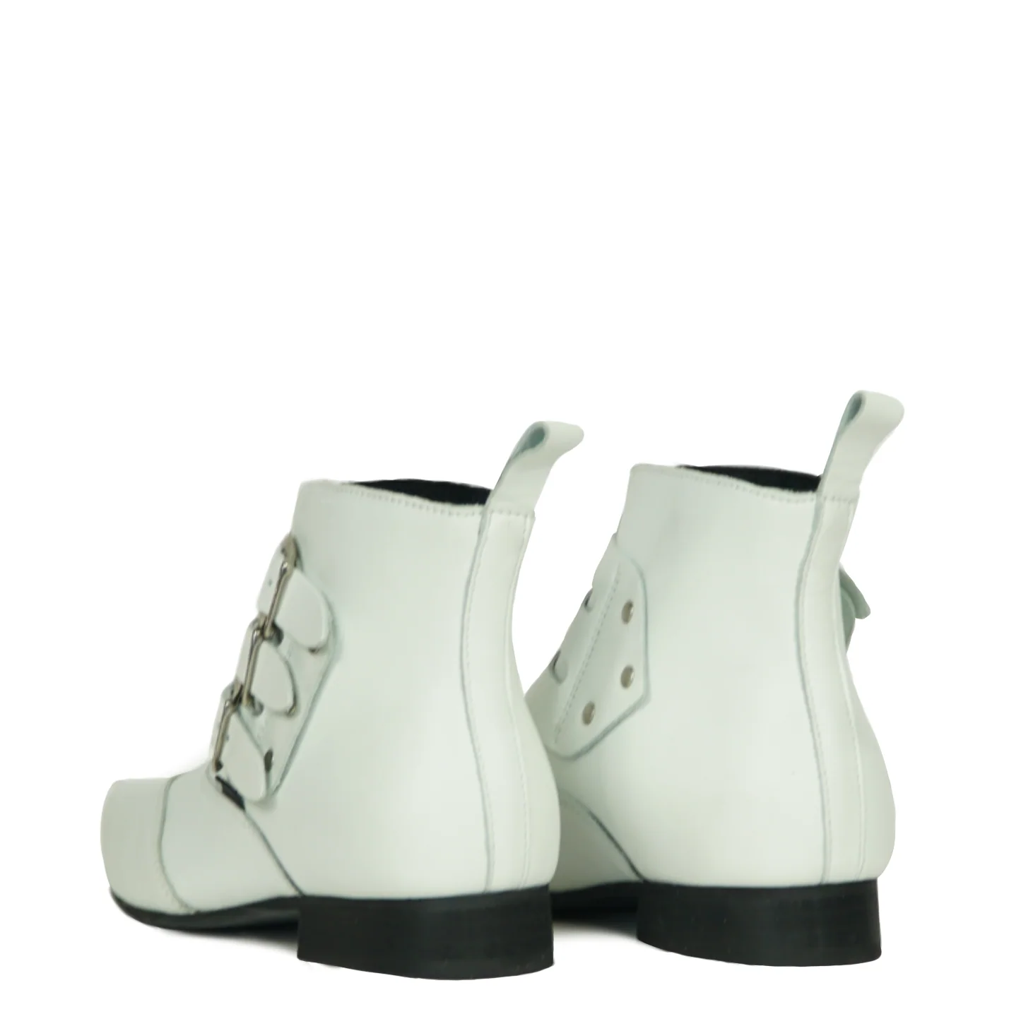 Underground White Blitz Winklepicker 3 Strap Zip Boots - Image 4