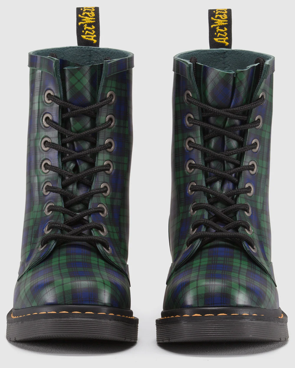 Drench Black Tartan Rubber Lace Up Boot