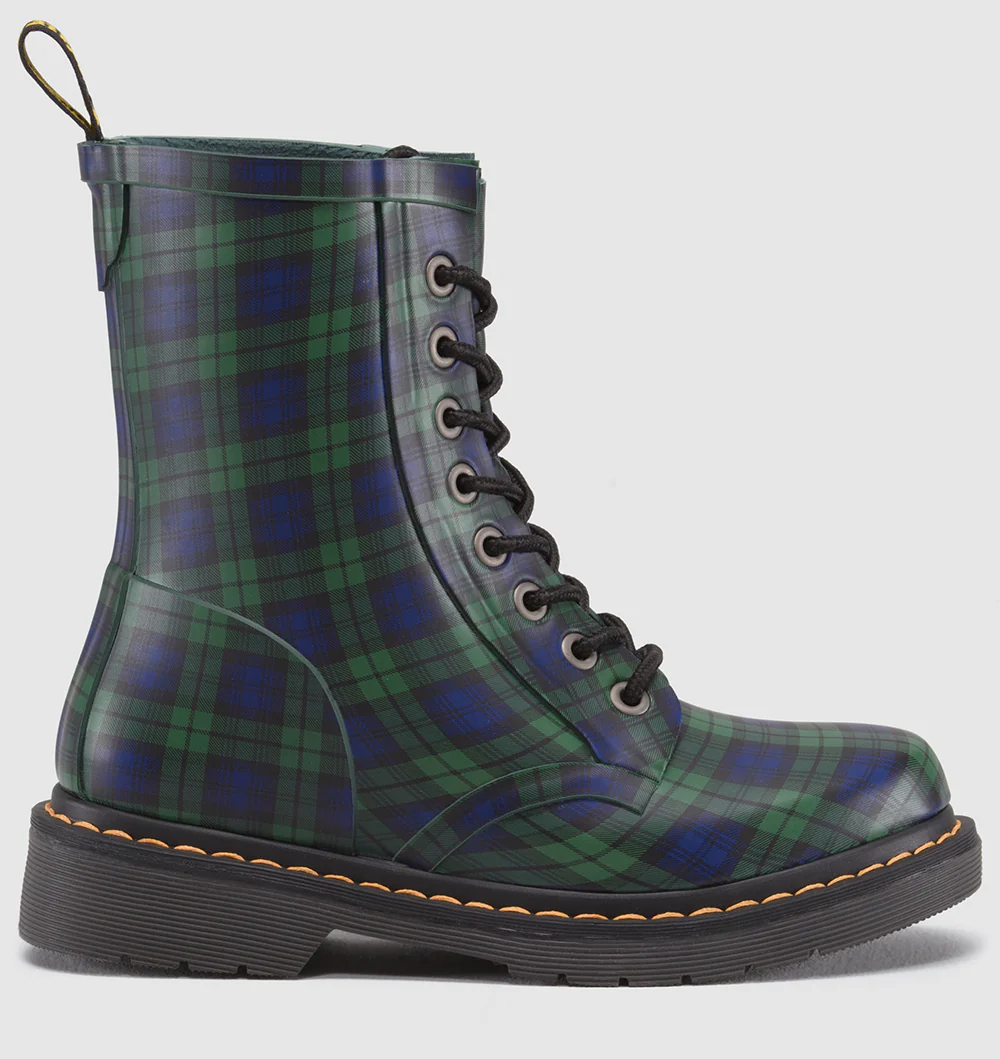 Drench Black Tartan Rubber Lace Up Boot - Image 2