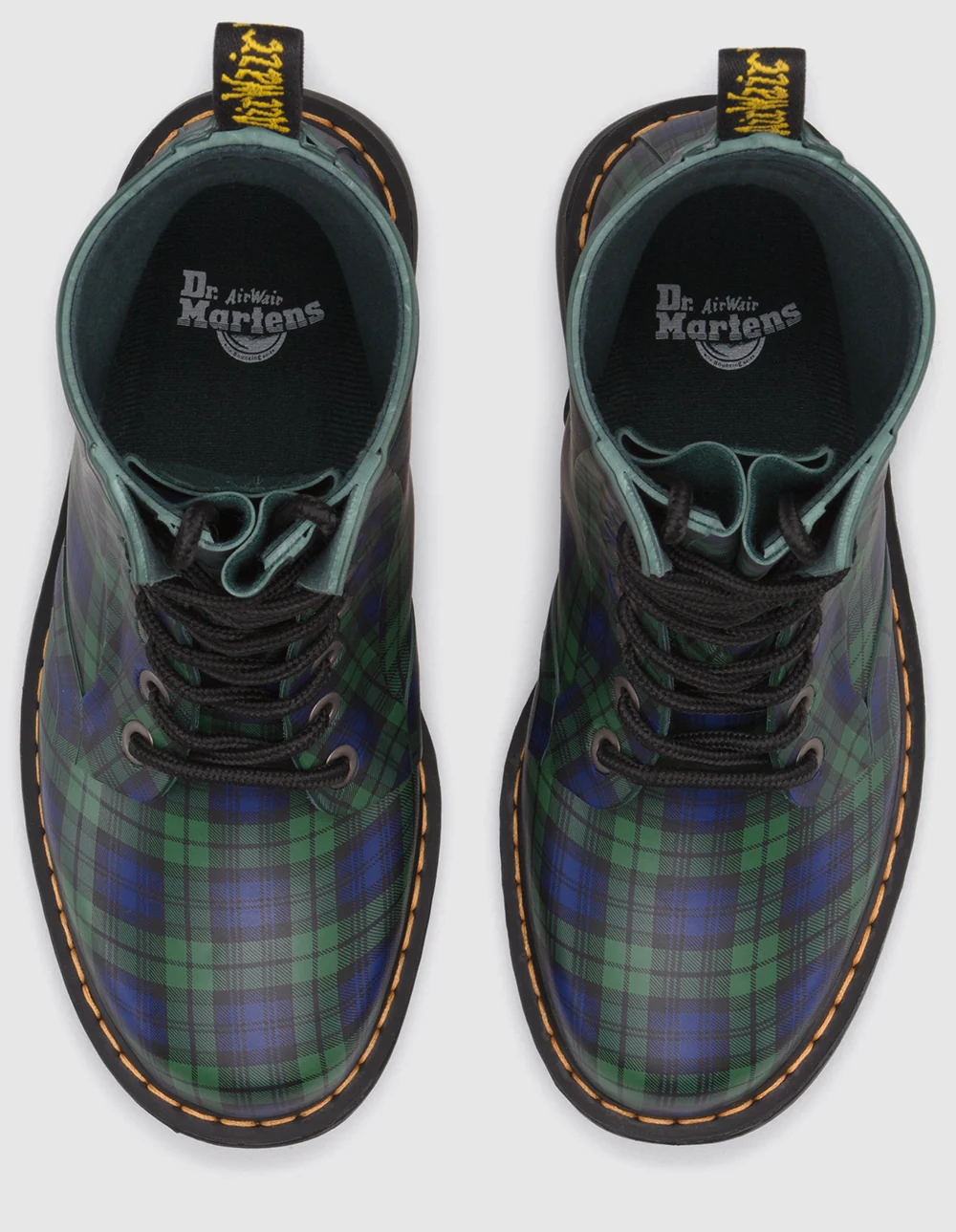 Drench Black Tartan Rubber Lace Up Boot - Image 3