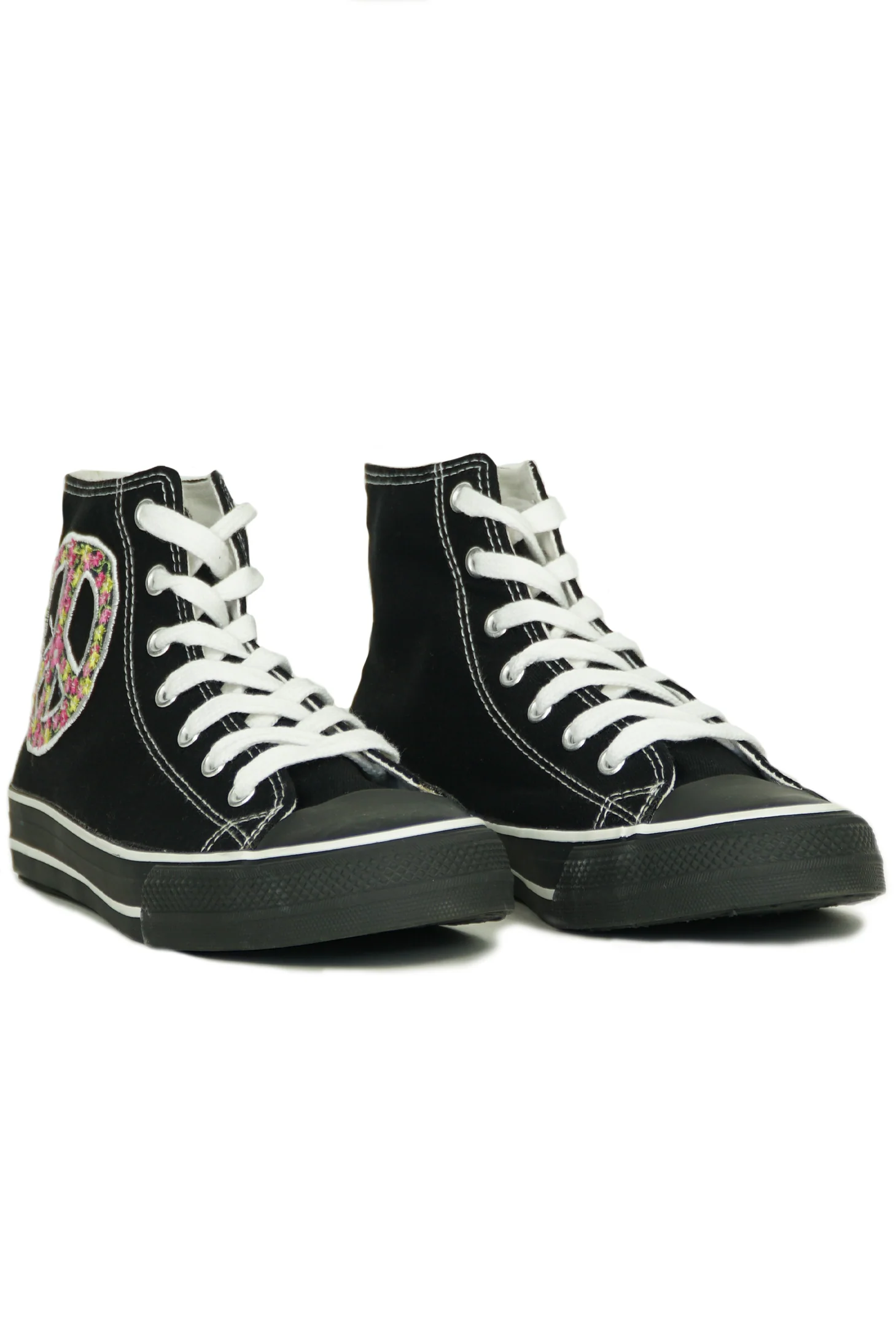 Underground Canvas Hi-Top Sneakers Black And Floral - Image 5