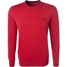 Classic Crew Neck Jumper Black/Blood Red - Image 2