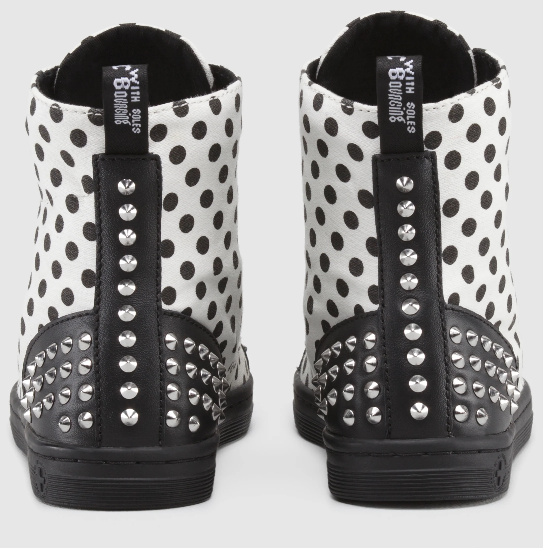 Hackstud White+Black Dots Fine Canvas Boot - Image 2