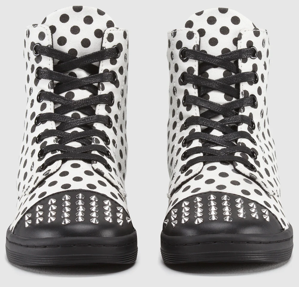 Hackstud White+Black Dots Fine Canvas Boot - Image 3