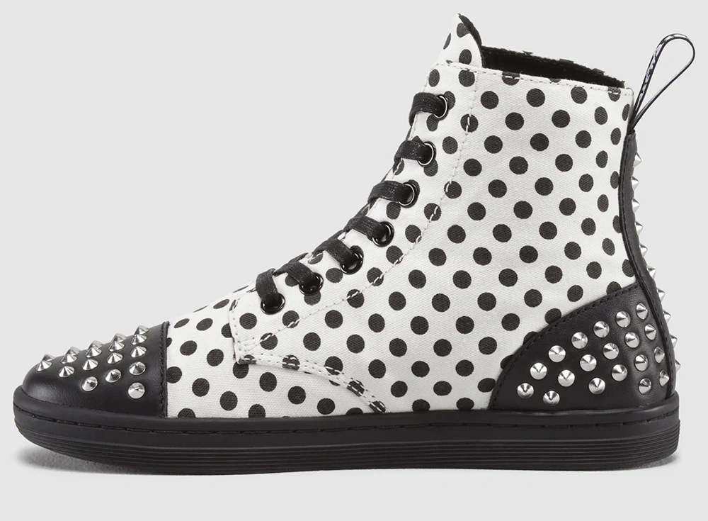 Hackstud White+Black Dots Fine Canvas Boot - Image 4