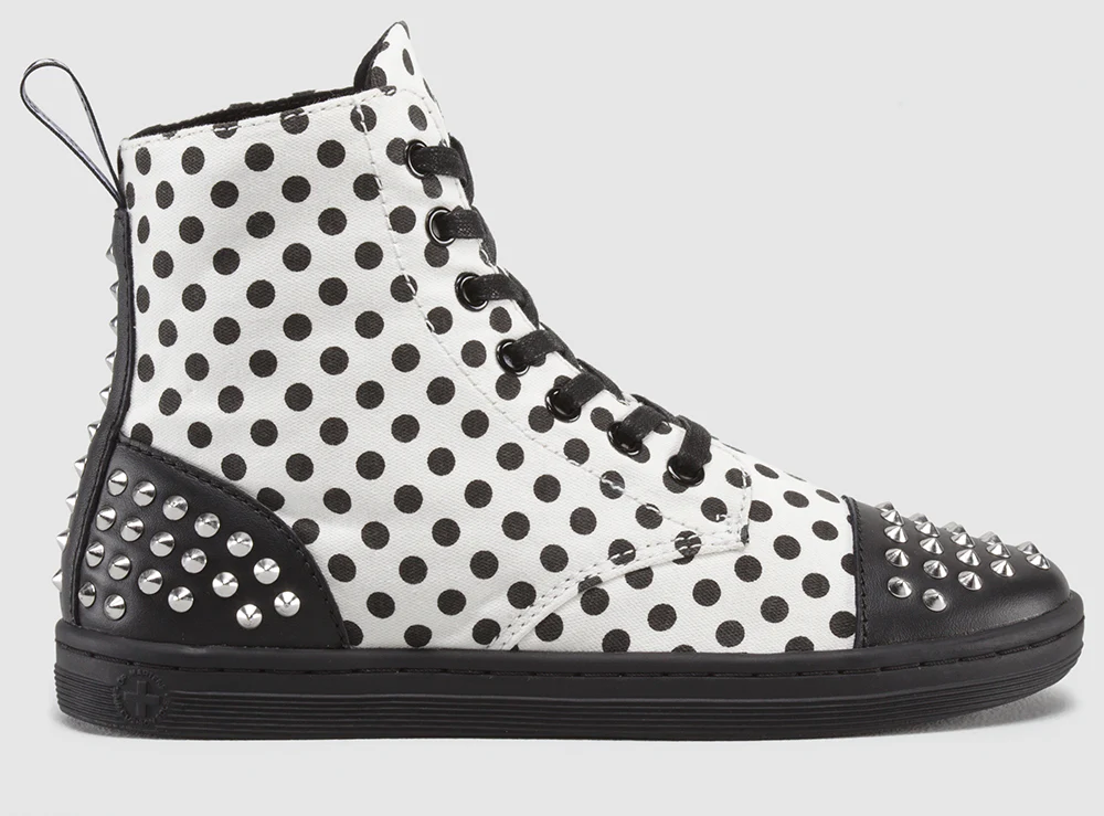Hackstud White+Black Dots Fine Canvas Boot - Image 5