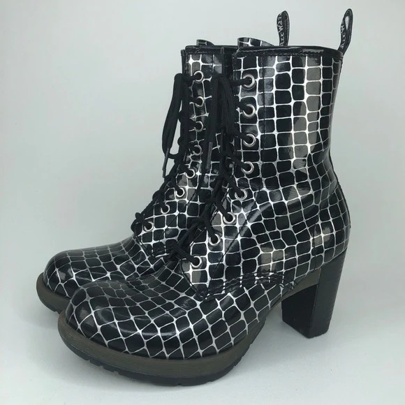 Darcie Black+Silver Armor Lamper Heel Boot