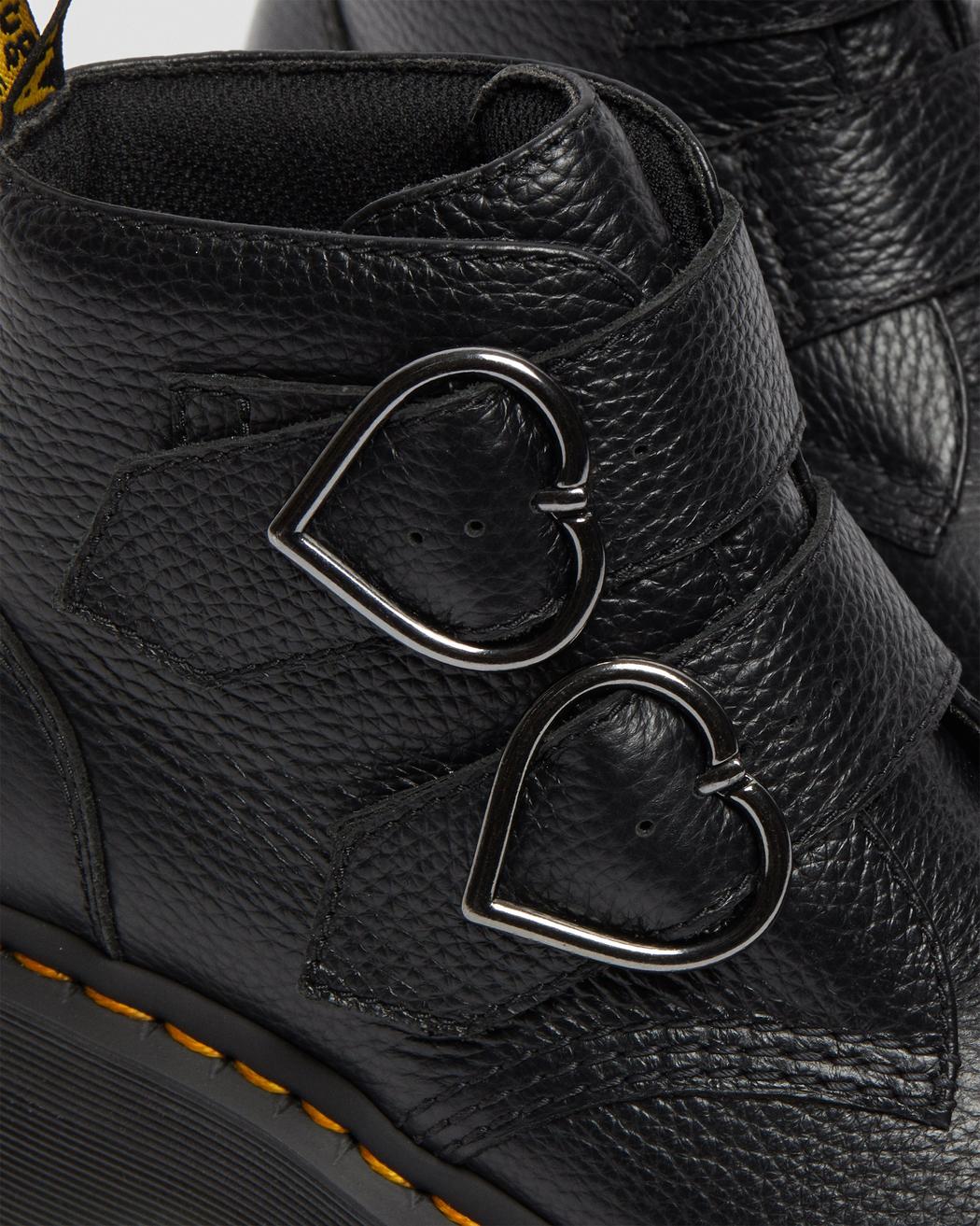 Devon Heart Black Milled Nappa Leather Platform Boots - Image 2