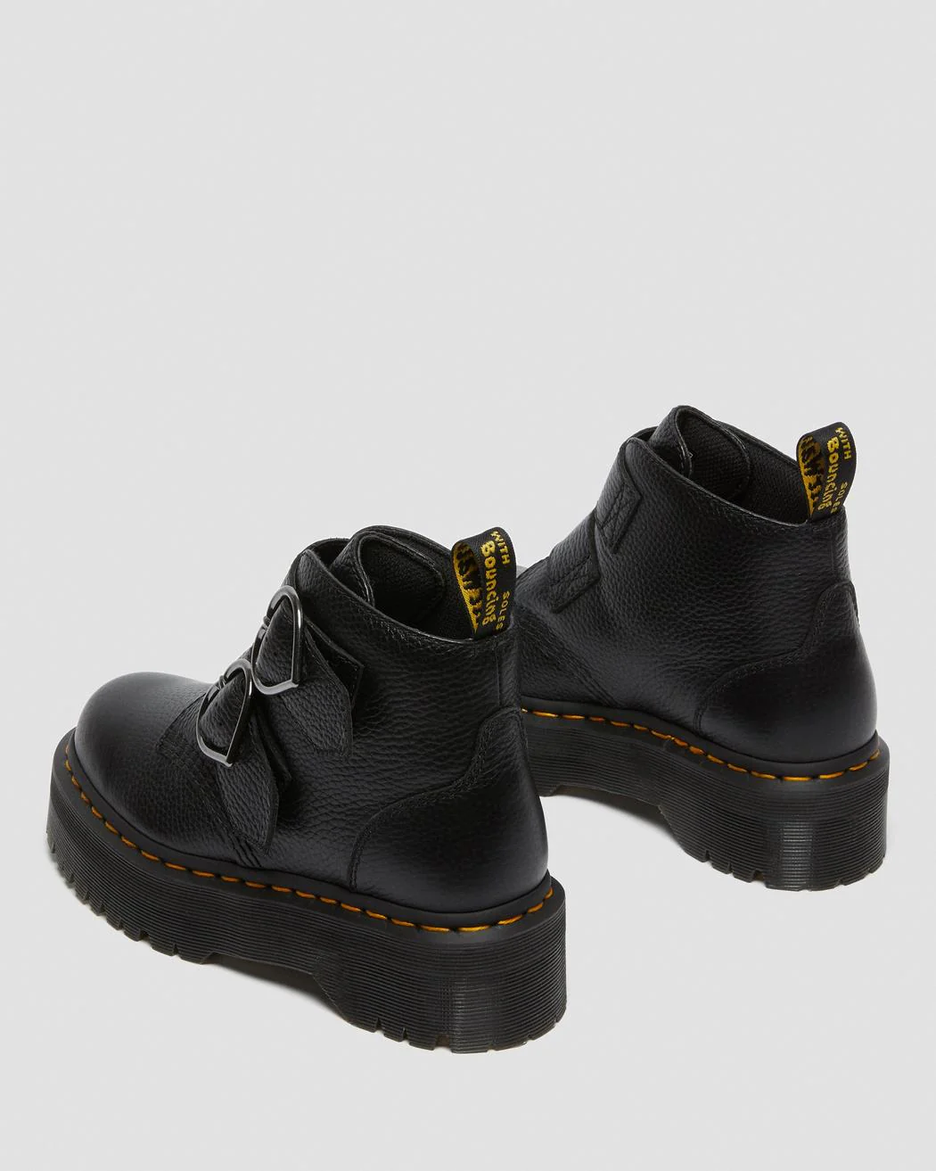 Devon Heart Black Milled Nappa Leather Platform Boots - Image 4