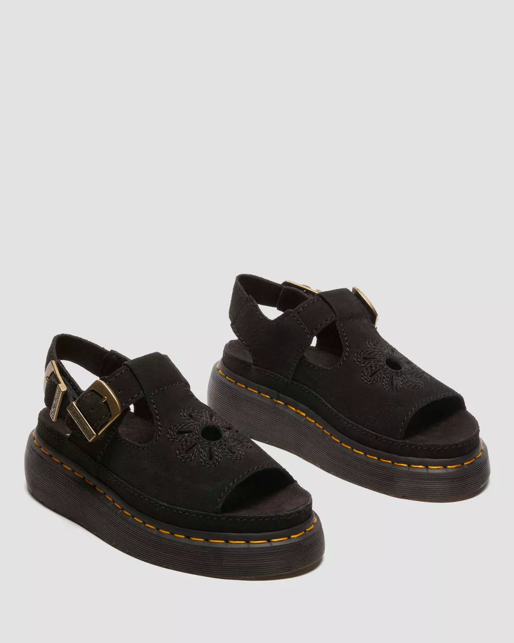 Dunnet Flower Butter Soft Black Leather Sandals - Image 3