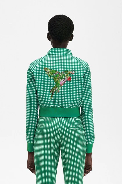 Amy Winehouse Fred Perry Green Embroidered Gingham Jacket - Image 2