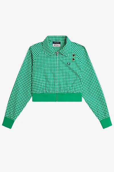 Amy Winehouse Fred Perry Green Embroidered Gingham Jacket - Image 3