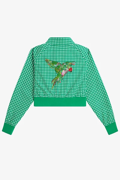 Amy Winehouse Fred Perry Green Embroidered Gingham Jacket - Image 4