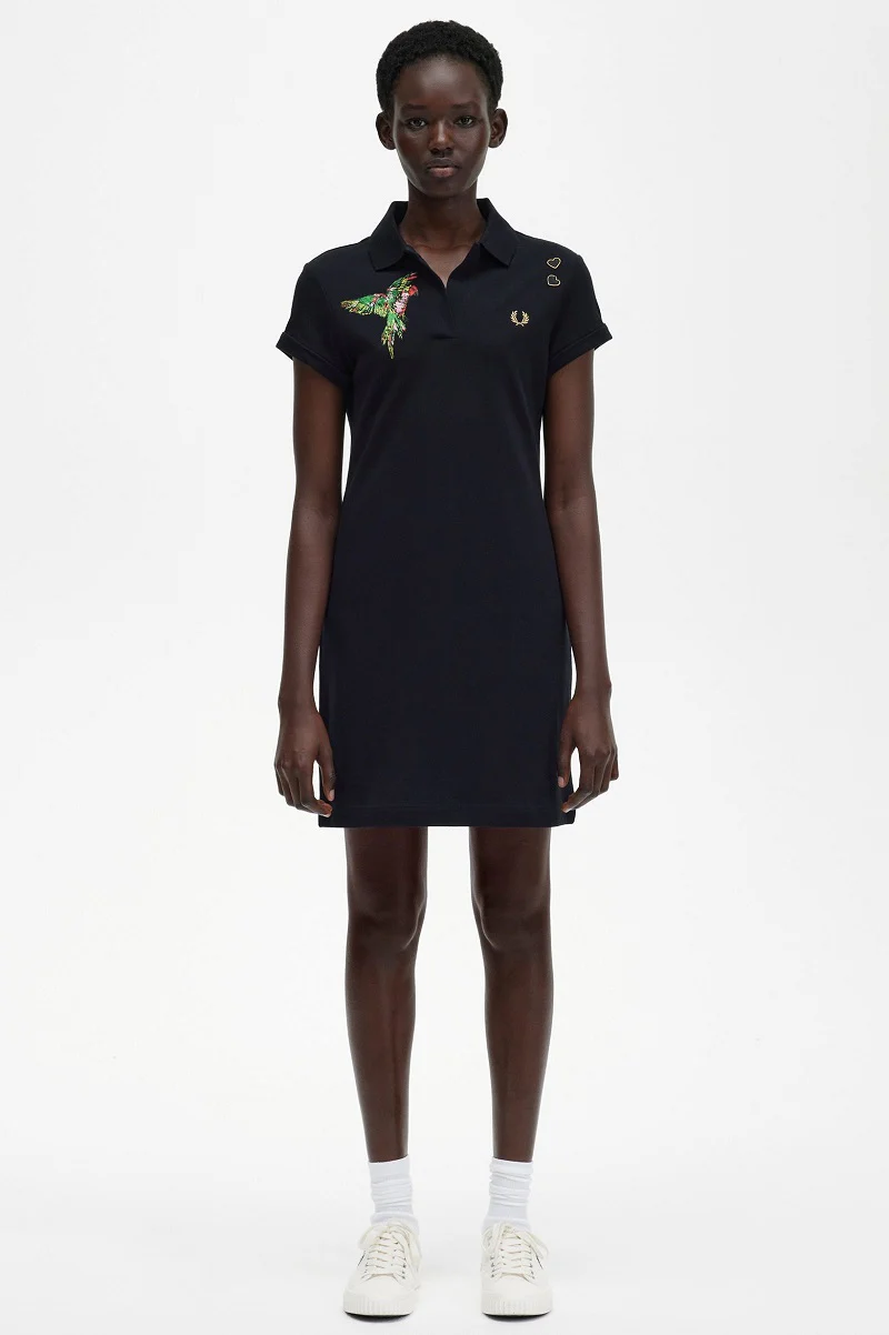 Amy Winehouse Black Embroidered Pique Dress Collection - Image 3