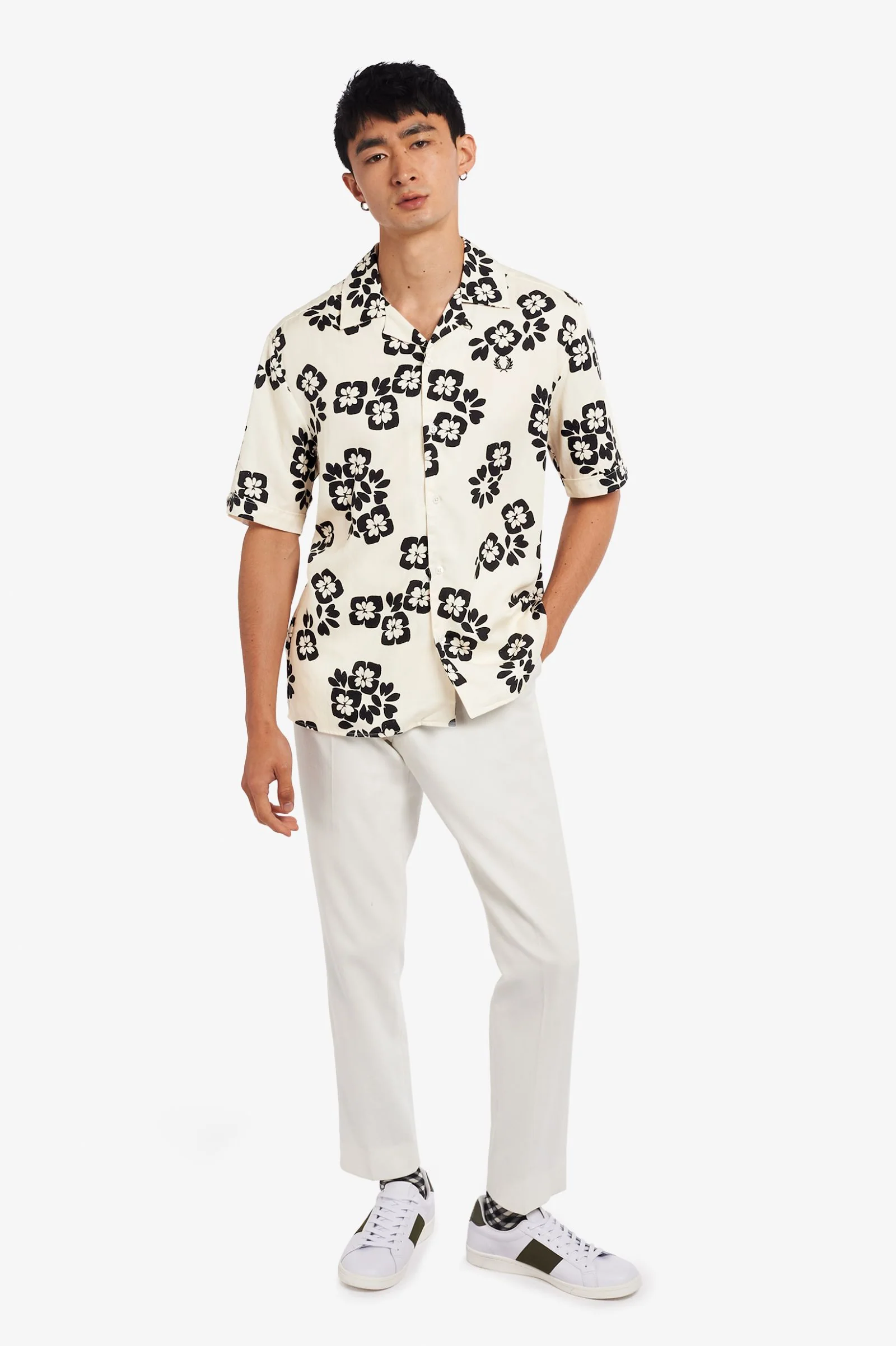 Ecru Floral Print Revere Shirt - Image 2