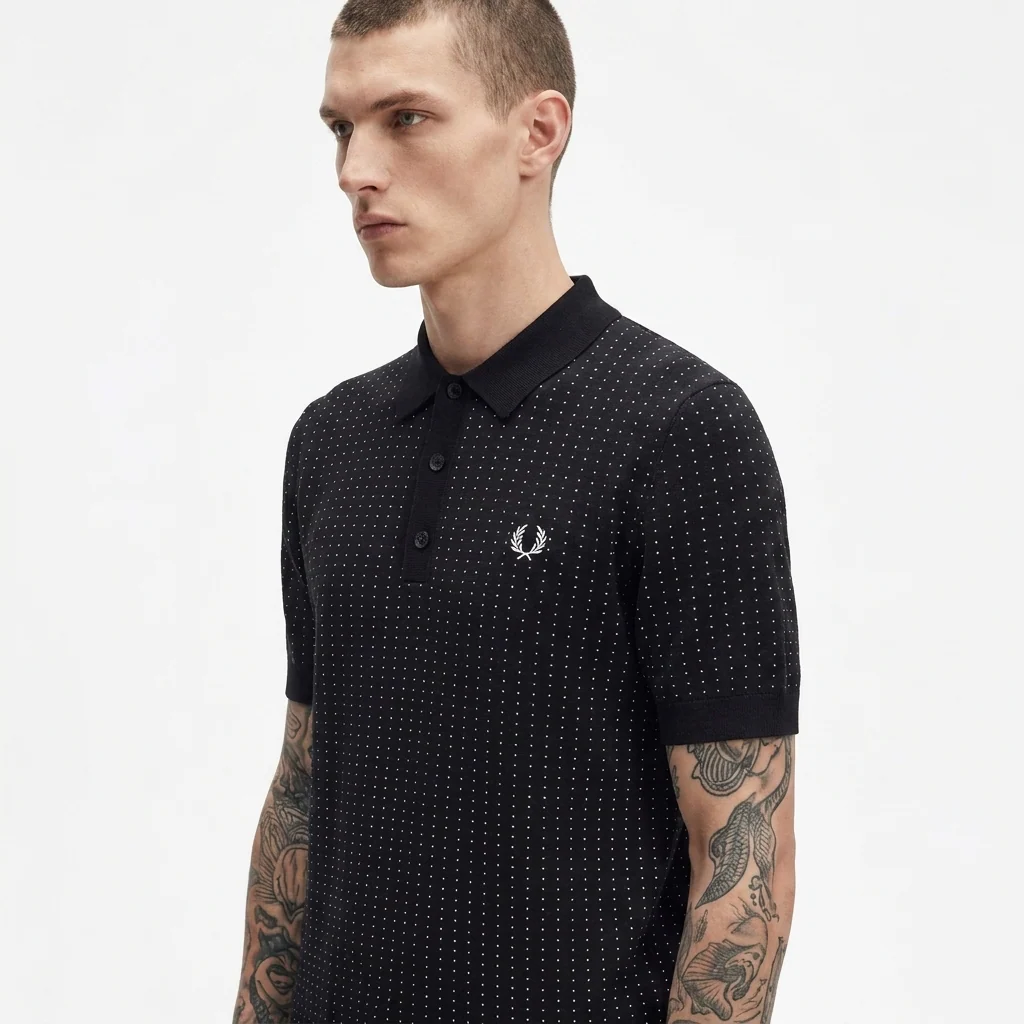 Fred Perry Boucle Dot Knitted Shirt - Image 4