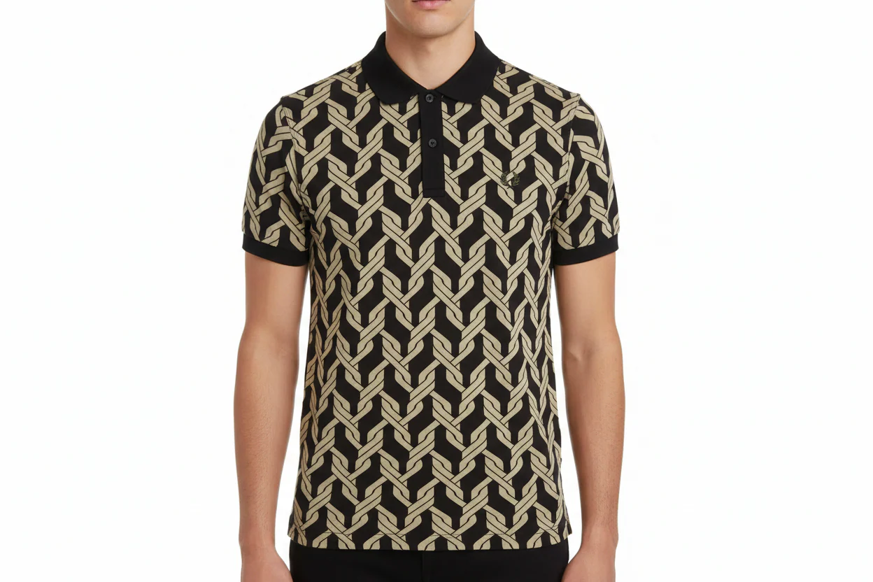 Fred Perry Cable Knit Print Polo Shirt