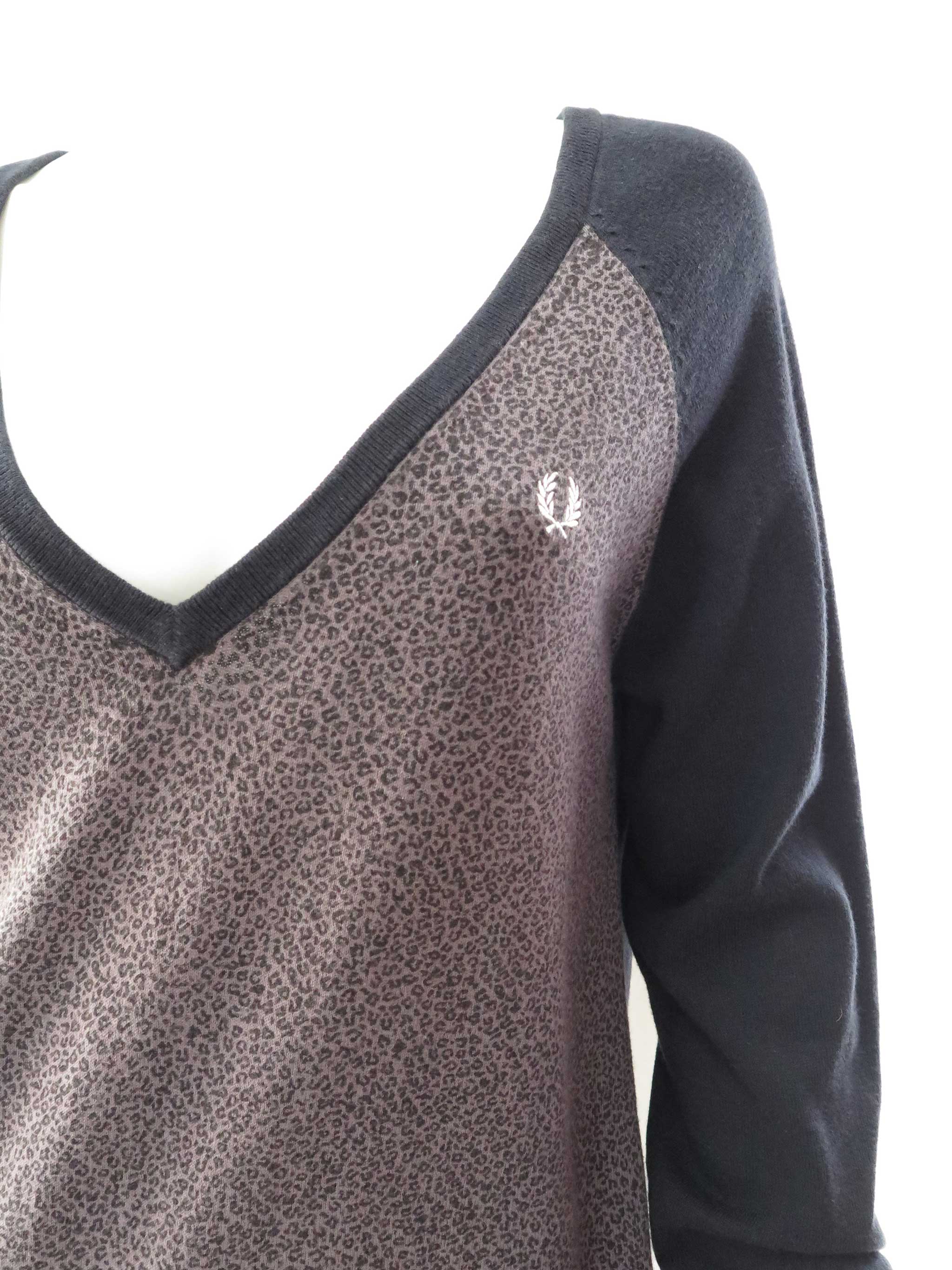 Amy Winehouse Black Leopard Print V-Neck Knitted Dress - Image 2