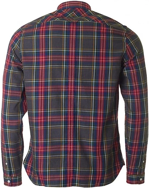 Fred Perry Marl Tartan Ls Shirt Grey Marl - Image 2