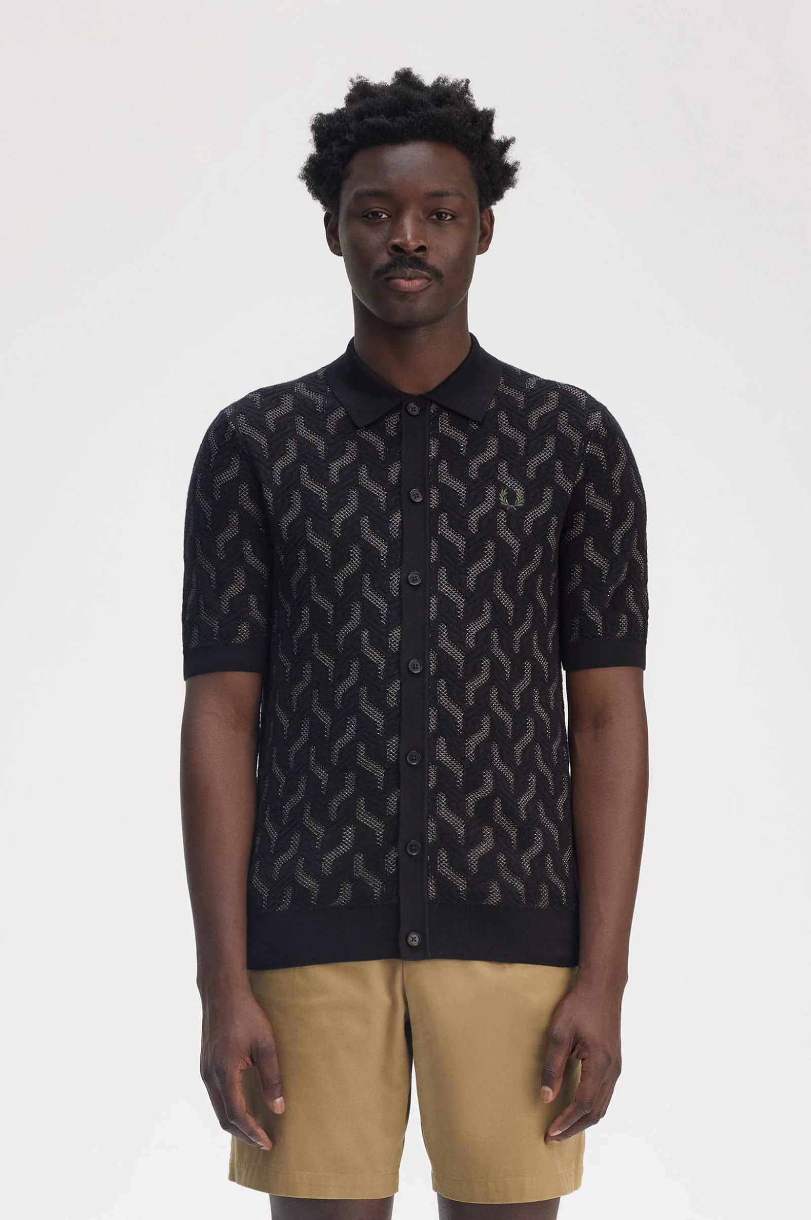 Fred Perry Pointelle Cable Knitted Shirt