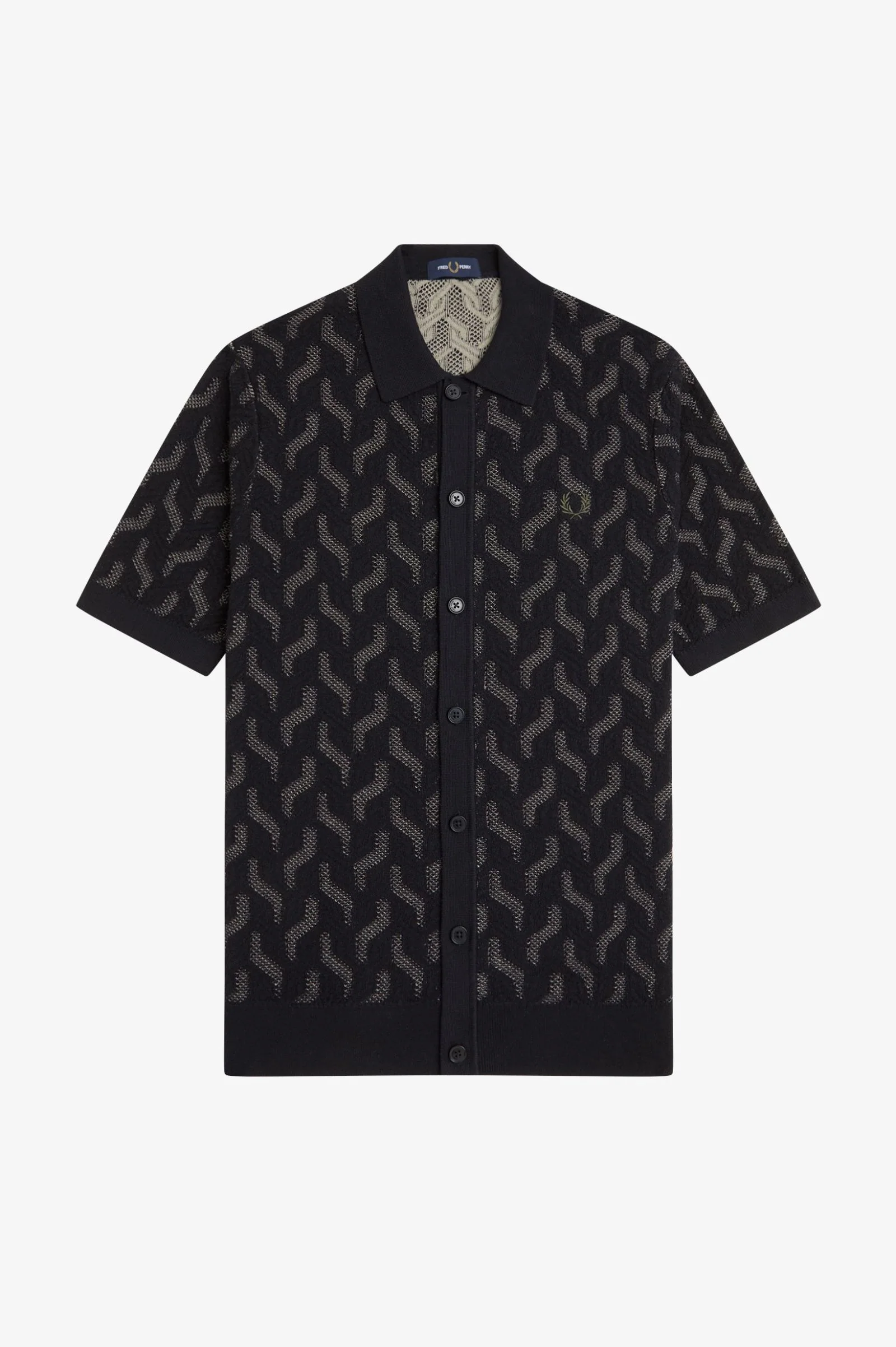 Fred Perry Pointelle Cable Knitted Shirt - Image 2