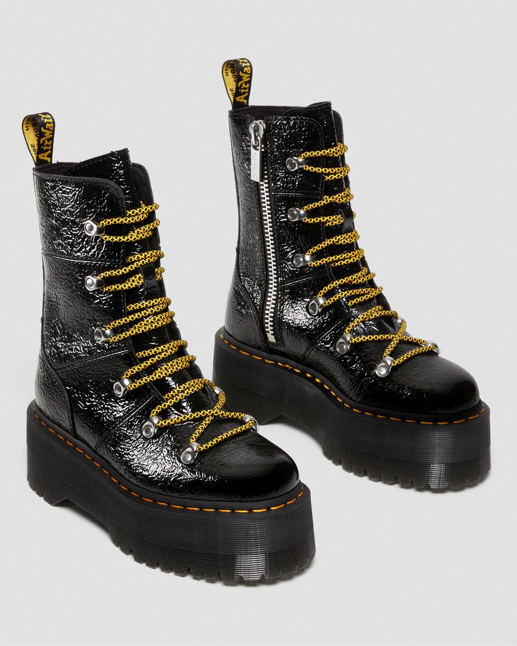 Ghilana Max Distressed Patent Leather Platform Boots - Image 2