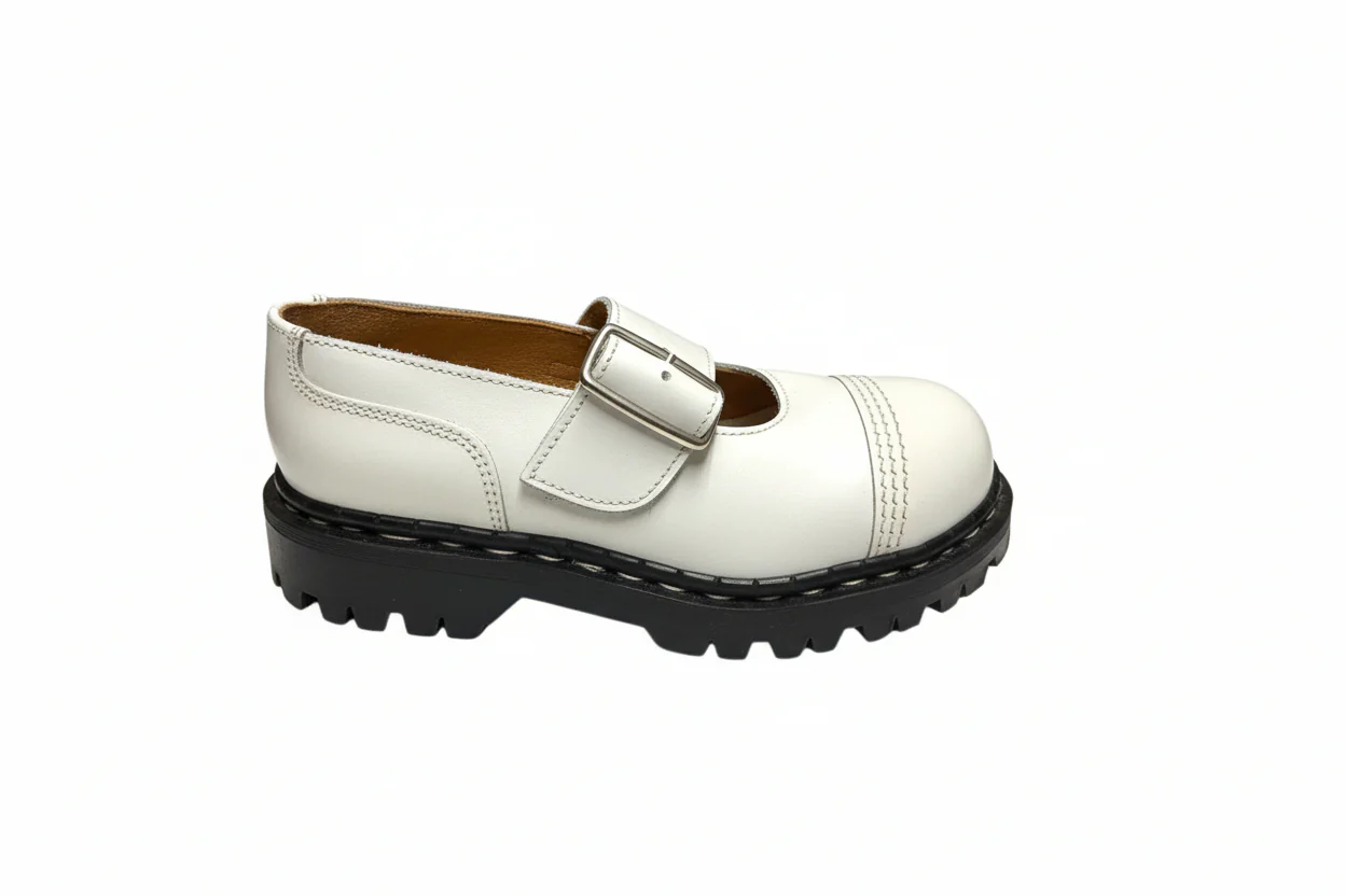 Gripfast White Leather Sandal Steel