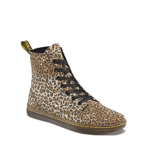 Hackney Tan Zaire Canvas Leo Print Canvas Boot